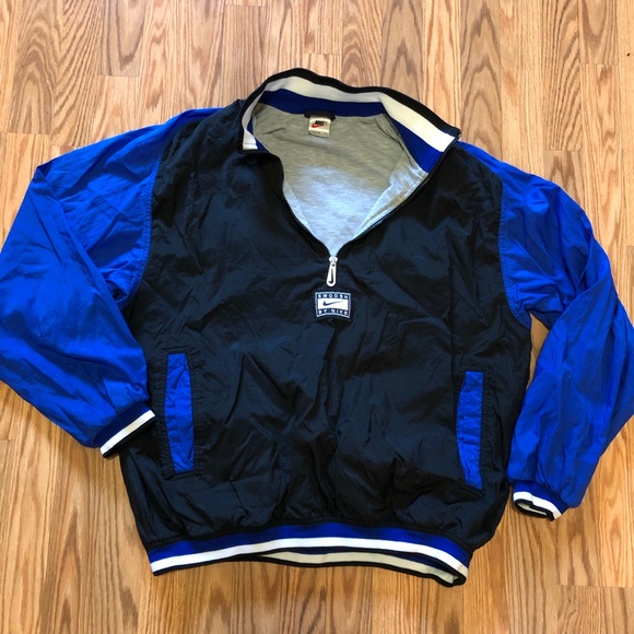 VINTAGE 90s Nike Royal blue BIG logo quarter zip jacket white label retro 1s - Picture 3 of 8